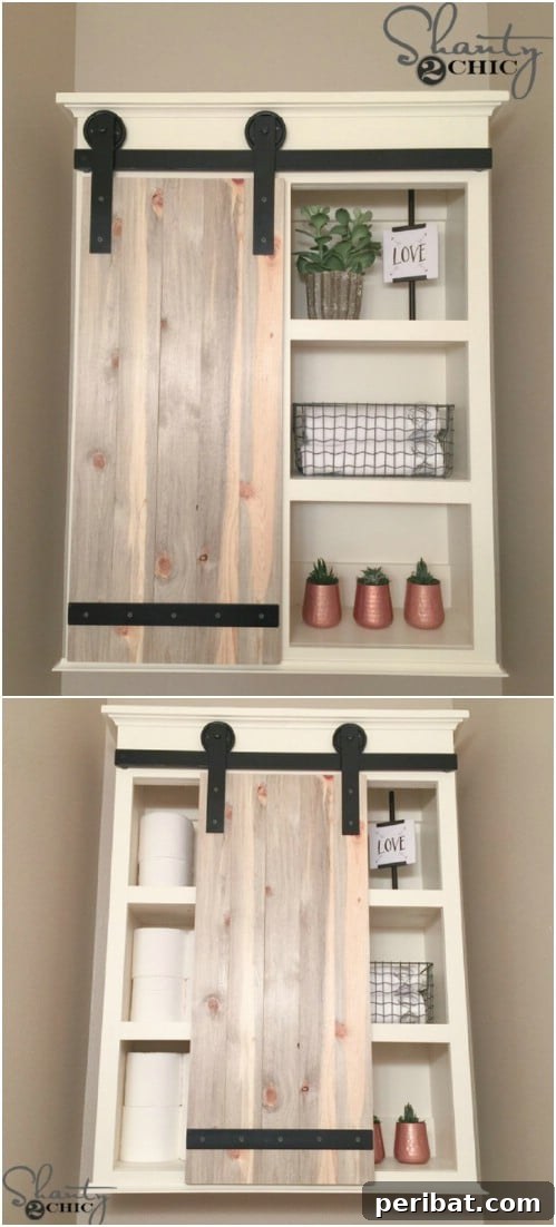 Elevate Your Home: 60 DIY Barn Door Projects for Farmhouse Style 39 Sliding Barn Door Bathroom Cabinet