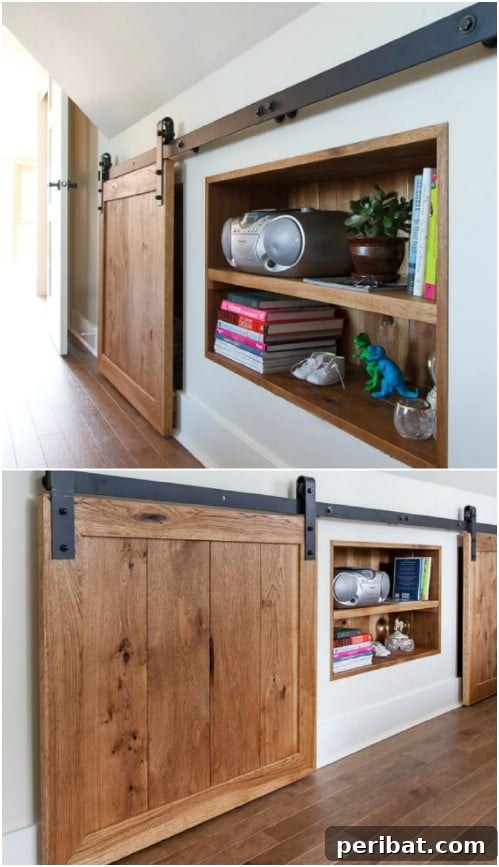 Elevate Your Home: 60 DIY Barn Door Projects for Farmhouse Style 42 Sliding Door for Storage Space