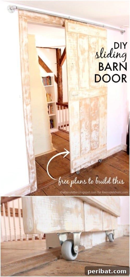 Elevate Your Home: 60 DIY Barn Door Projects for Farmhouse Style 47 Distressed Sliding Barn Door in Pastel Hues