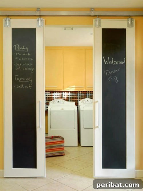 Elevate Your Home: 60 DIY Barn Door Projects for Farmhouse Style 55 Chalkboard Family Command Center Sliding Barn Doors