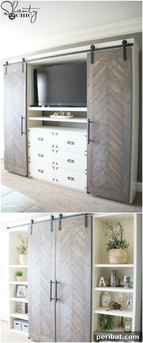 Elevate Your Home: 60 DIY Barn Door Projects for Farmhouse Style 61 Sliding Barn Door Media Console