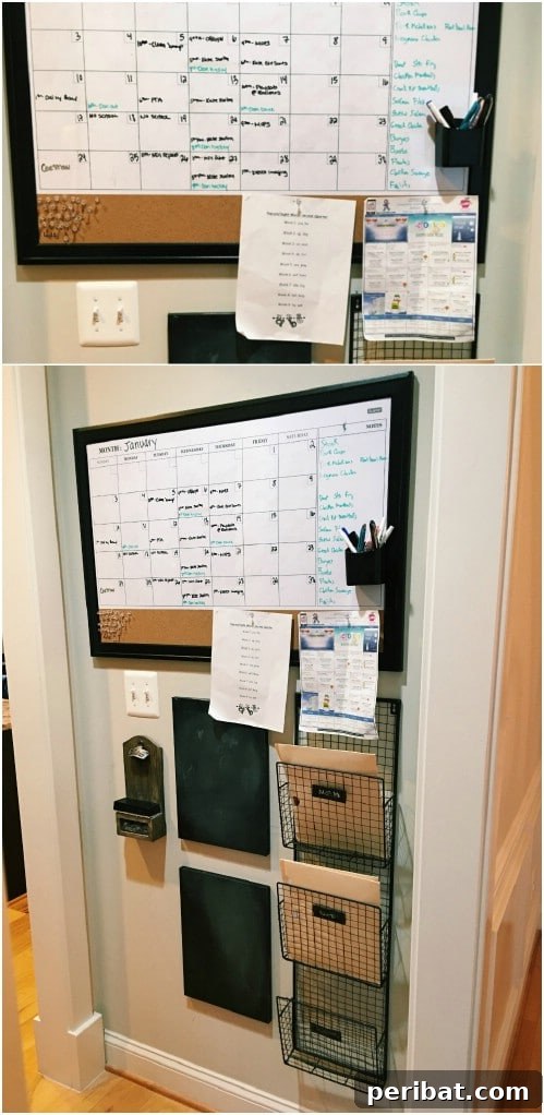 50 Brilliant Home Control Hubs for Ultimate Organization 6 Make use of a small empty wall for a command center