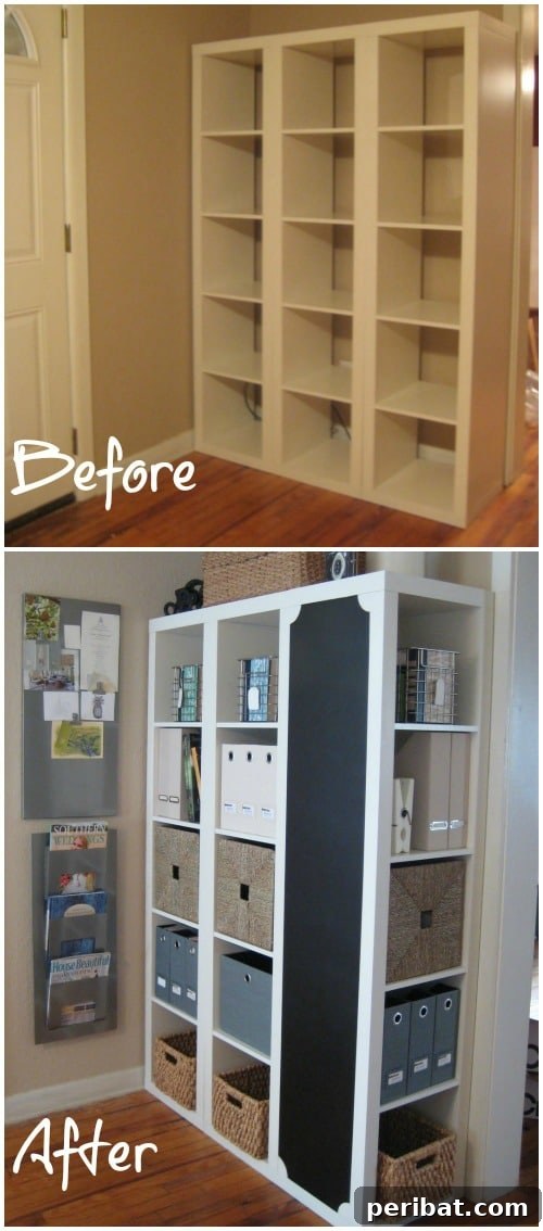 50 Brilliant Home Control Hubs for Ultimate Organization 53 DIY Command Center with Storage and Chalkboard from IKEA Expedit