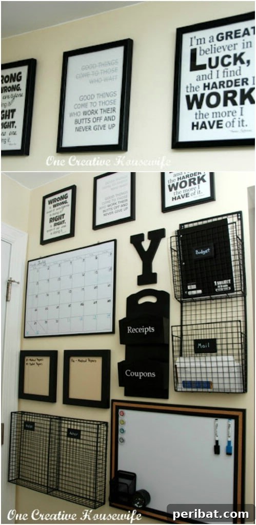 50 Brilliant Home Control Hubs for Ultimate Organization 8 Black and white makes for a nice clean look in a command center