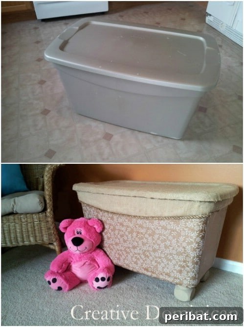 Beyond Basic Bins: Decorating Ideas to Transform Your Storage 16 Here is one of the most complete, amazing plastic bin transformations you will ever see.