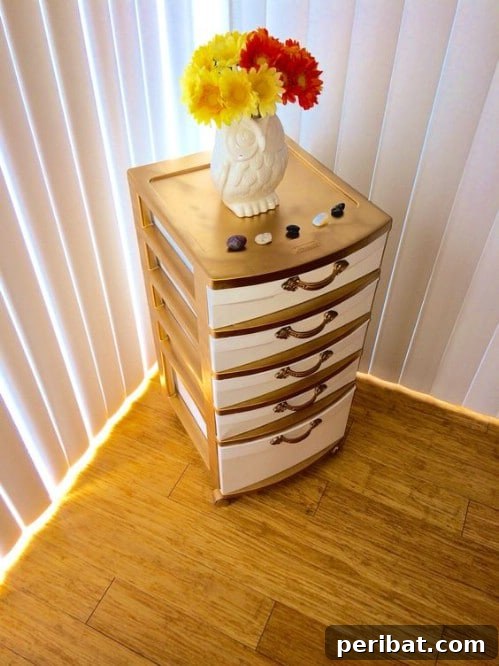 Beyond Basic Bins: Decorating Ideas to Transform Your Storage 3 Disguise your plastic bins as a real set of drawers.