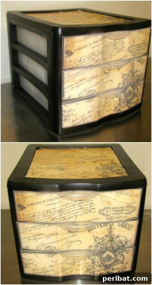 Beyond Basic Bins: Decorating Ideas to Transform Your Storage 22 Here is a set of plastic bin drawers with a vintage look.