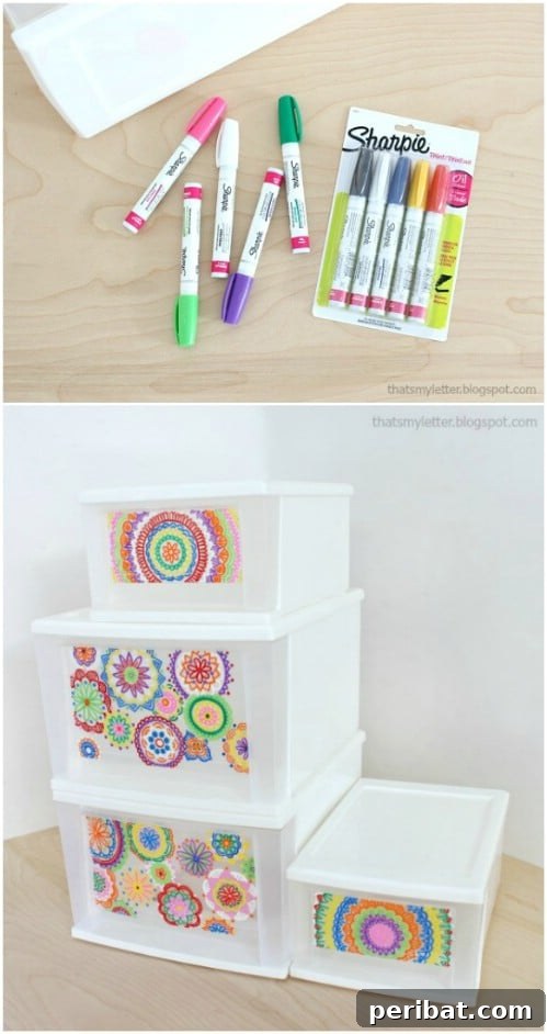 Beyond Basic Bins: Decorating Ideas to Transform Your Storage 32 Make unbelievably gorgeous designs with sharpie markers.