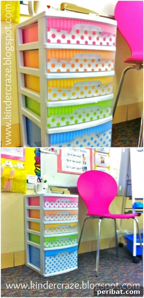 Beyond Basic Bins: Decorating Ideas to Transform Your Storage 42 Bright rainbow colors add some whimsy to any set of plastic drawers.