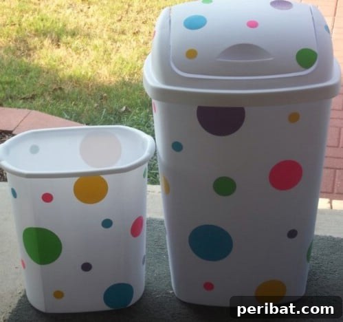 Beyond Basic Bins: Decorating Ideas to Transform Your Storage 47 Decorate plastic bins with colorful dots for a bold effect.