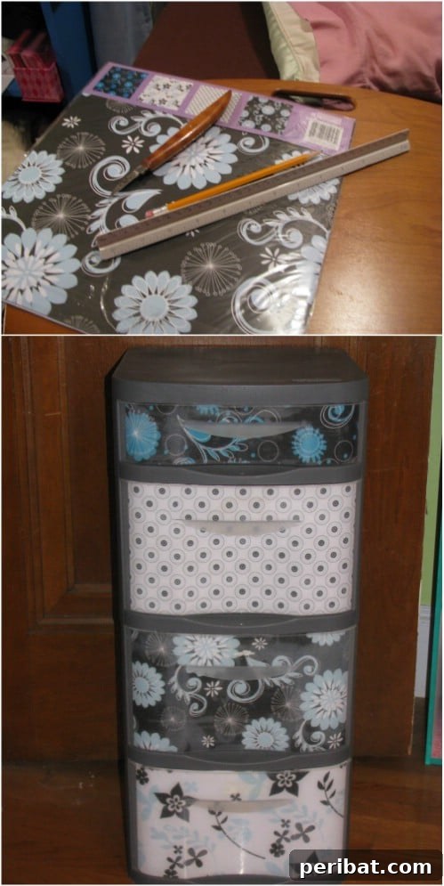 Beyond Basic Bins: Decorating Ideas to Transform Your Storage 6 Here is how to give your set of plastic drawers a mini-facelift.