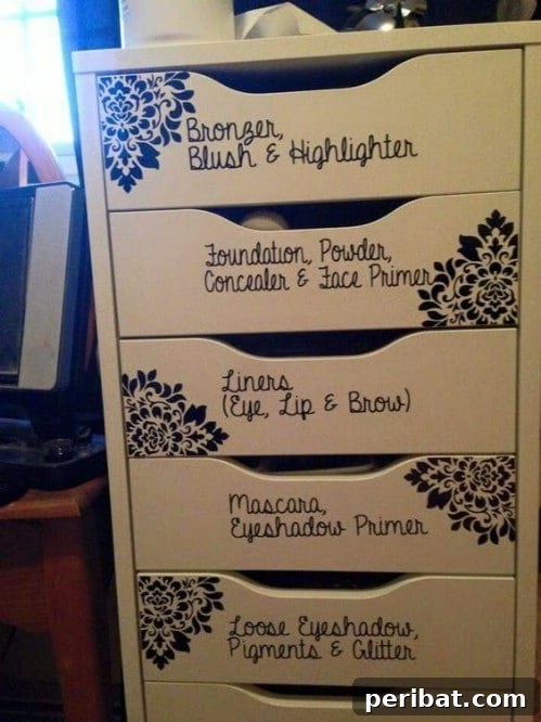 Beyond Basic Bins: Decorating Ideas to Transform Your Storage 53 A simple stencil and cute lettering go a long way.