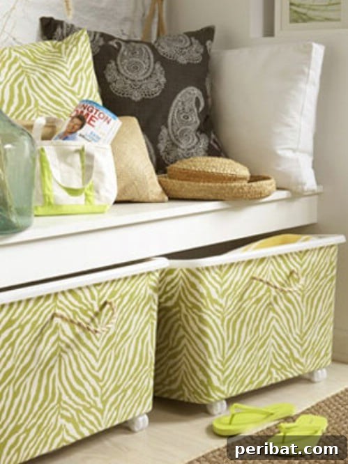 Beyond Basic Bins: Decorating Ideas to Transform Your Storage 9 Here is another way you can transform your plastic bins using fabric.