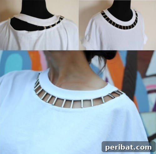 Jazz up the collar of a boring T-shirt.