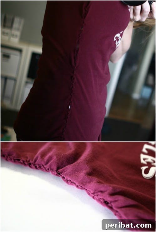 Convert a baggy T-shirt into a fitted tee without sewing.