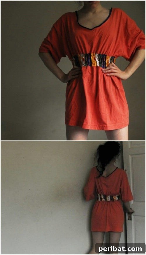 Make a cute, simple dress out of a long tee.