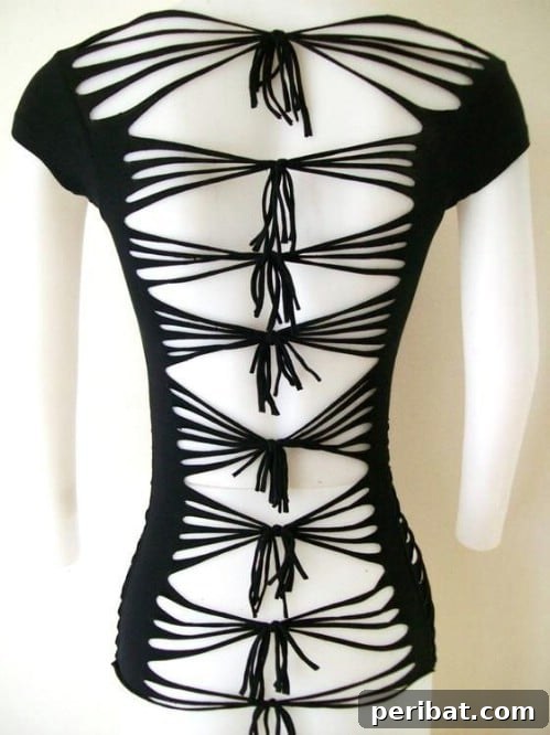 Cut out most of the back of your T-shirt and tie what’s left.