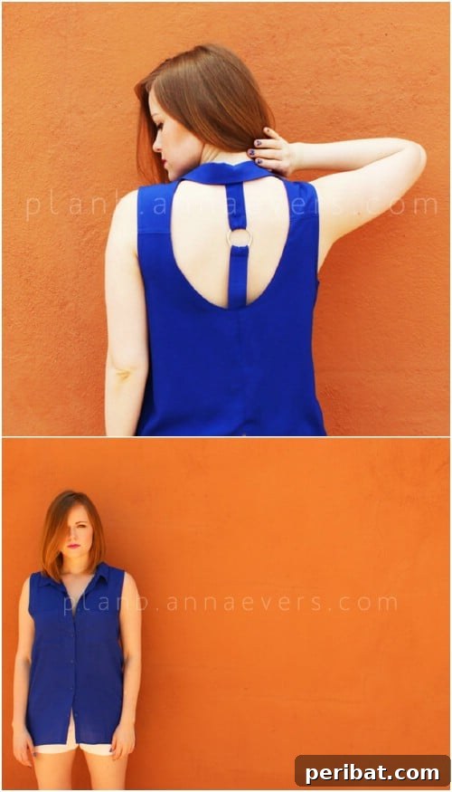 Make a simple but eye-catching open-back shirt.