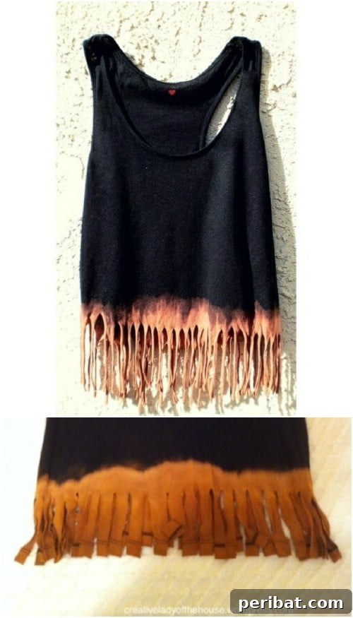 Cut fringes into a T-shirt and do some bleaching (or dying) for a really awesome effect.