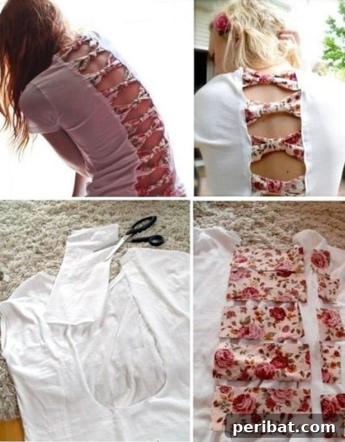 Make a line of bows along the back of your T-shirt.