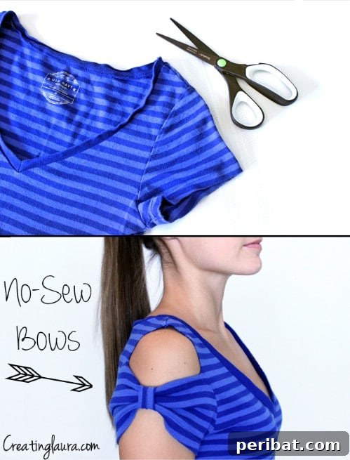 Create no-sew T-shirt bows.