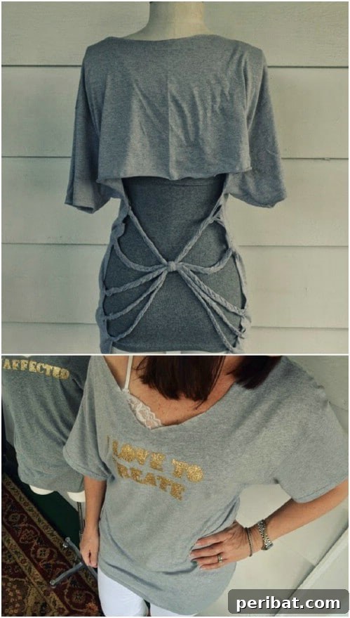 Emphasize your figure with a back-braided tee.
