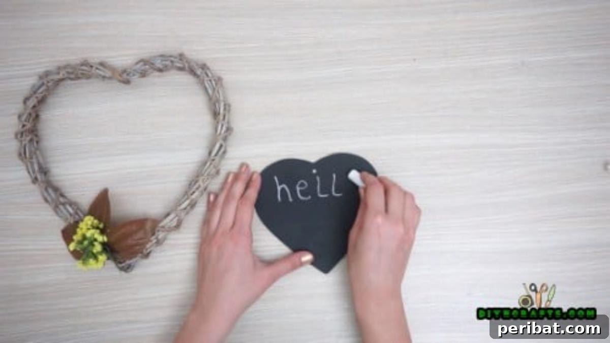 Minutes to Marvelous: 5 Easy Fall DIY Decor Projects 20 Writing 'Hello Fall' in a charming, rustic script on a piece of light-colored cardstock, preparing the central sign for the wreath.