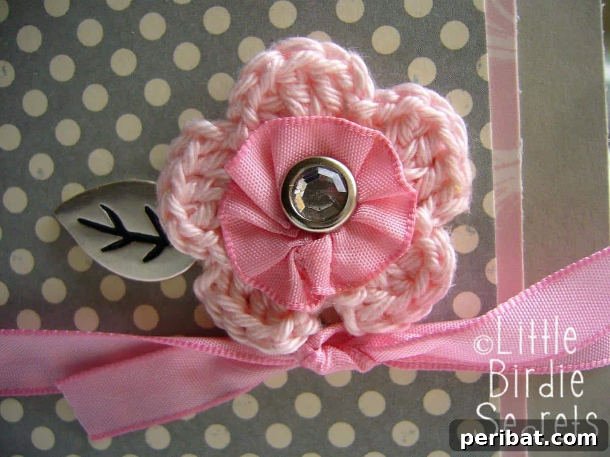 Delicate Flower Bow crafted from a single piece of ribbon, adorned with a pearl or rhinestone in the center.