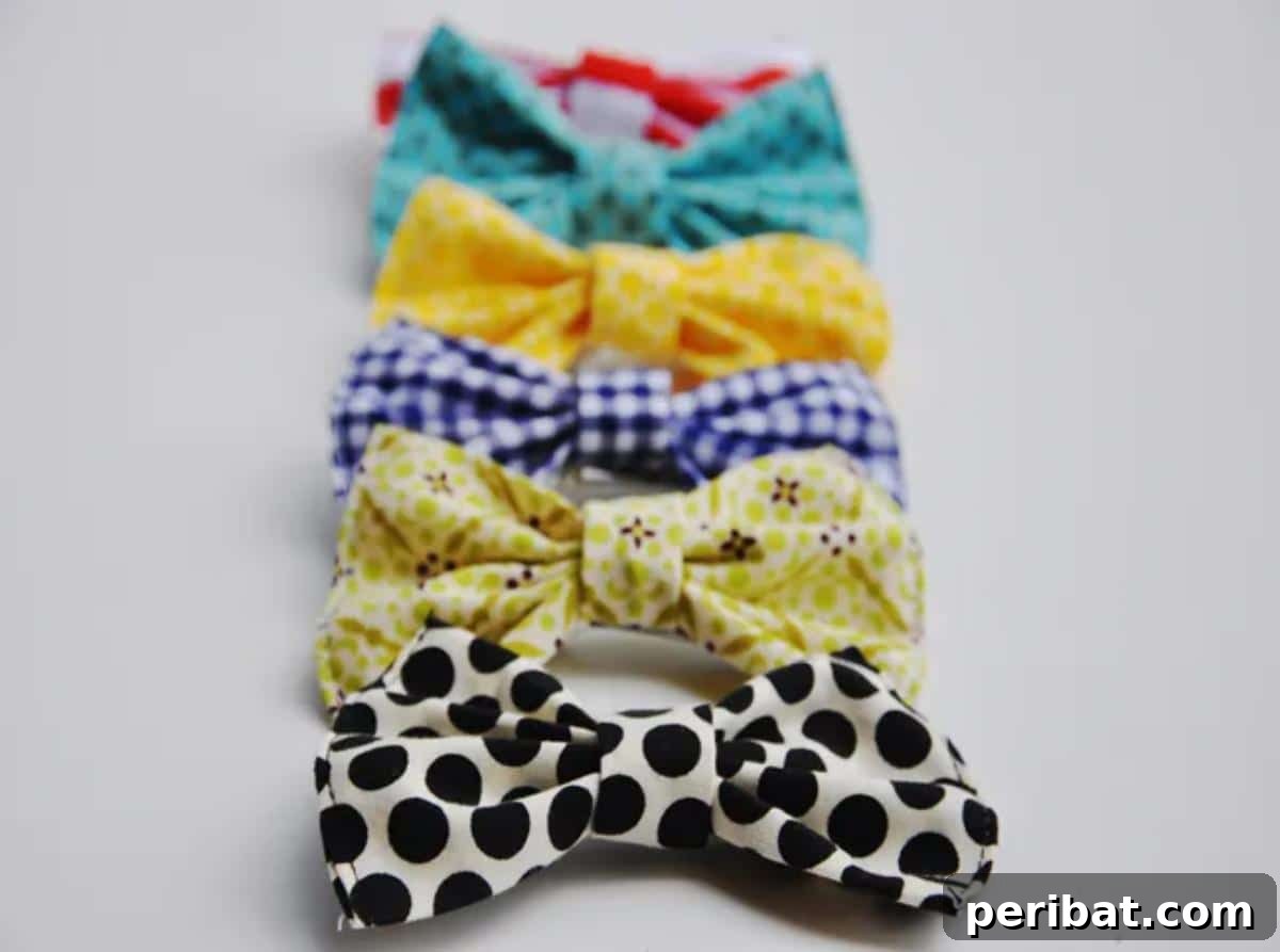Nostalgic Classic Bow Made from Scrap Fabric, showcasing a simple, elegant bow-tie shape with a textured fabric pattern.