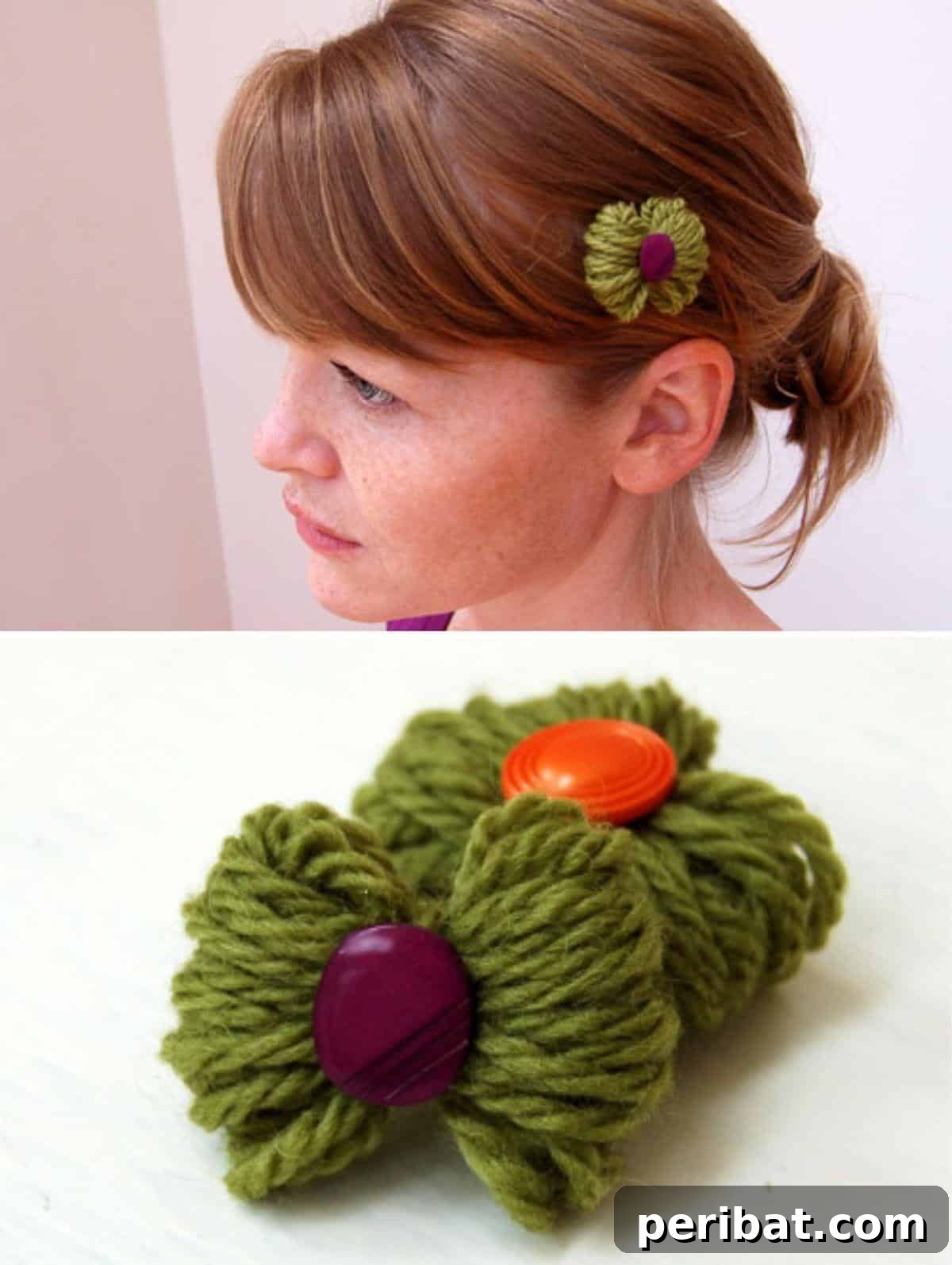 Chic Petite Yarn Bow made from wrapped yarn, ideal for a soft and textured hair accessory.
