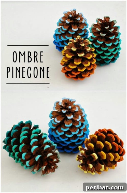 DIY Ombre Pinecones