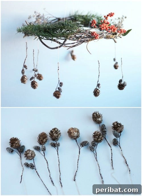 Fall Themed Pinecone Chandelier