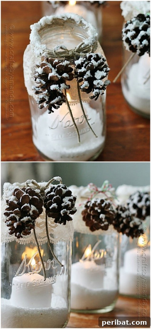 Snowy Pinecone Luminaries