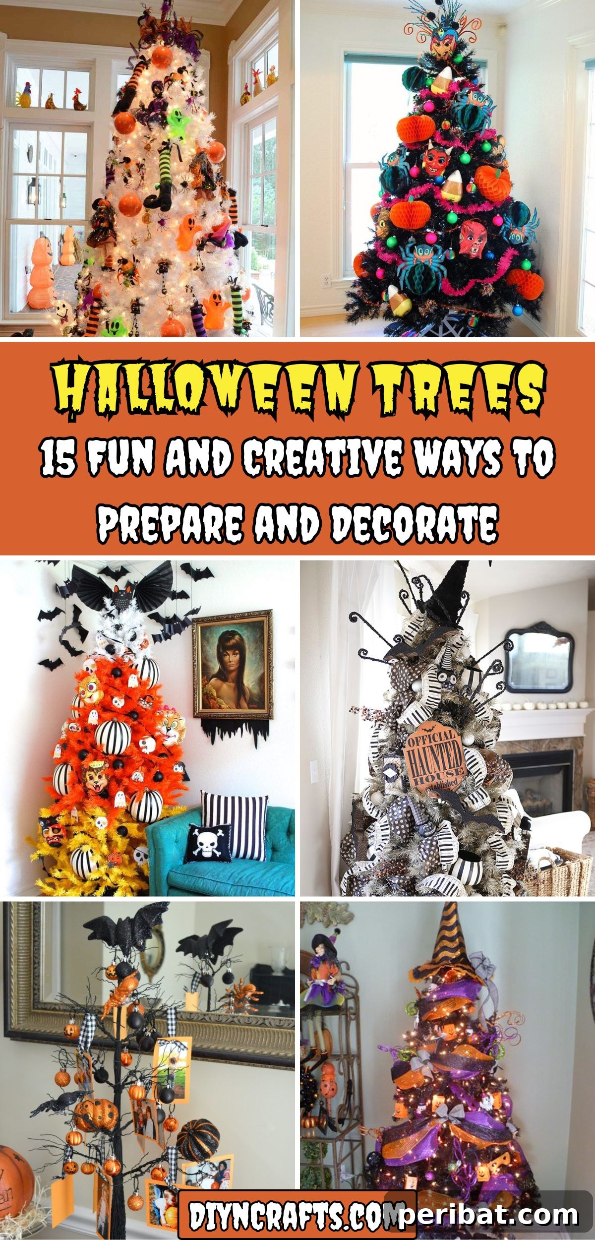 15 Creative Ways to Decorate a Halloween Tree 2 Halloween Trees – 15 Fun And Creative Ways To Prepare and Decorate collage.