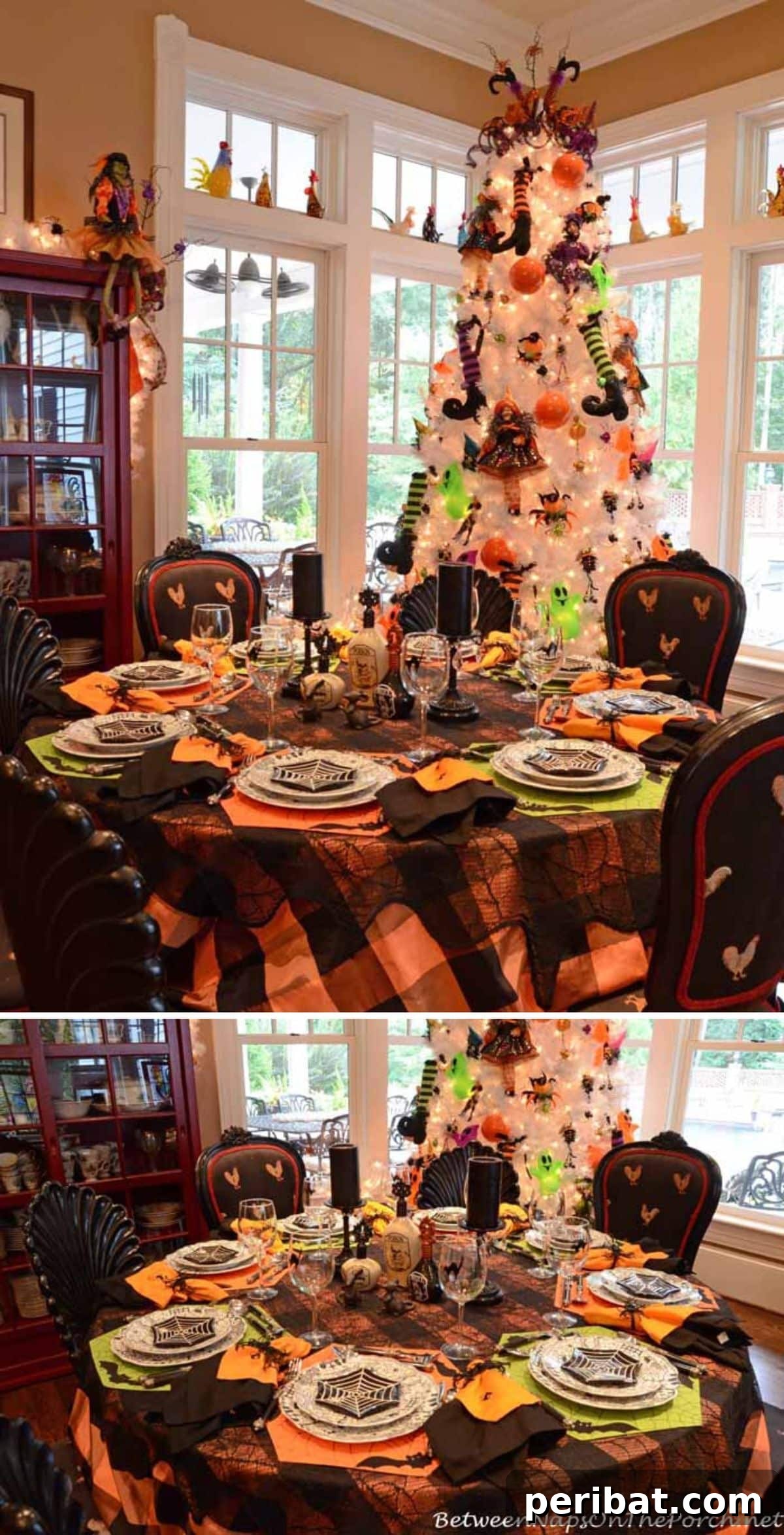 15 Creative Ways to Decorate a Halloween Tree 14 Purple And Green Halloween Tree