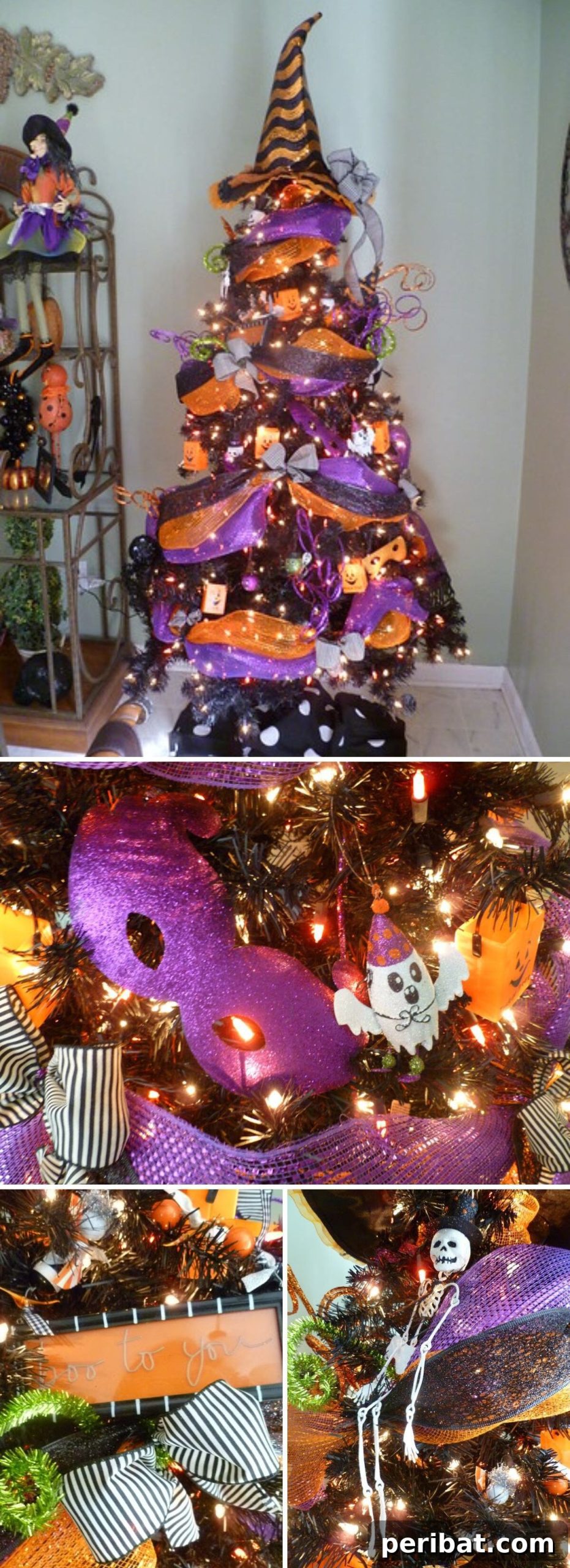 15 Creative Ways to Decorate a Halloween Tree 16 Witch’s Hat Tree Topper