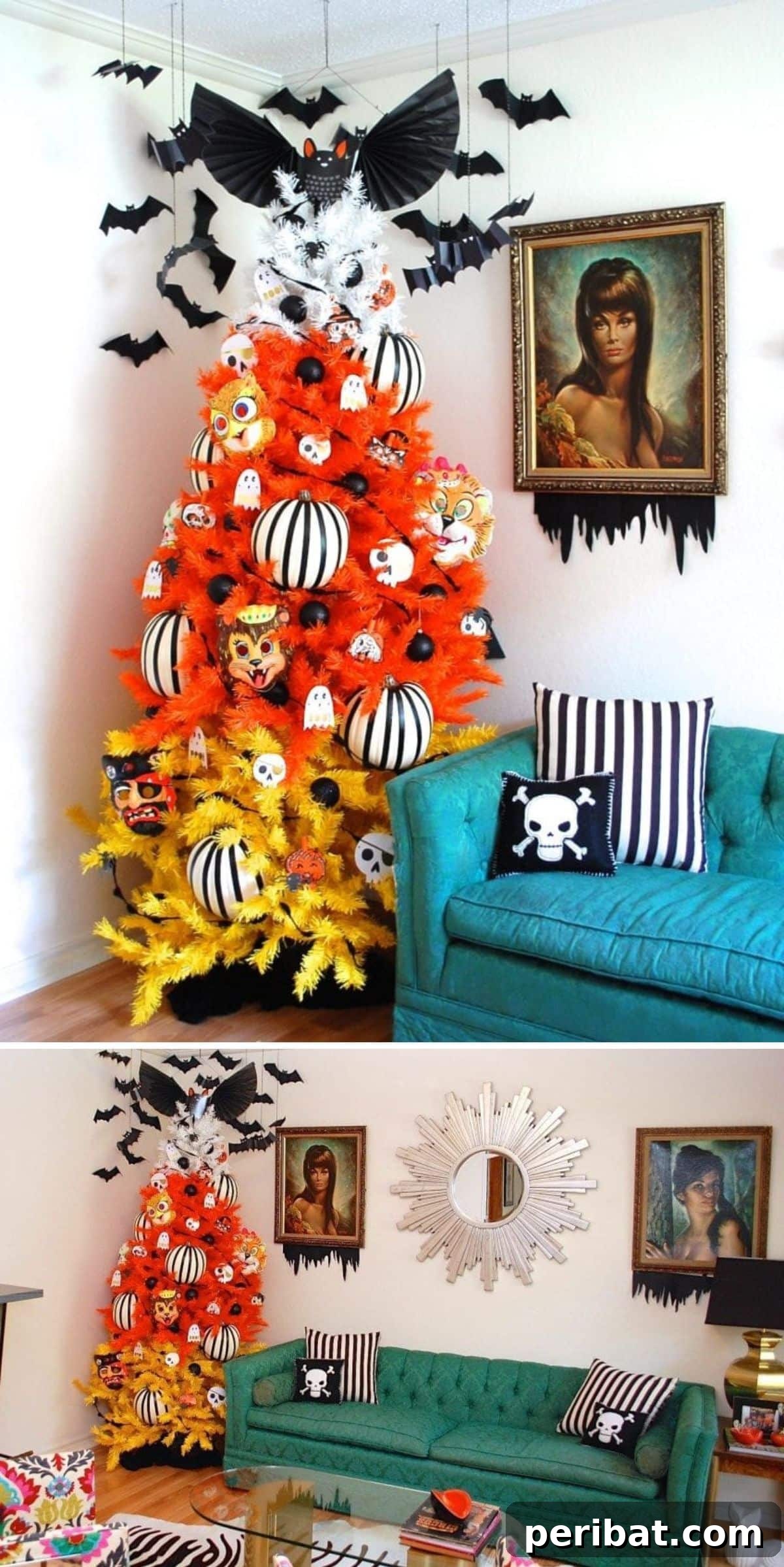 15 Creative Ways to Decorate a Halloween Tree 3 Candy Corn Tree