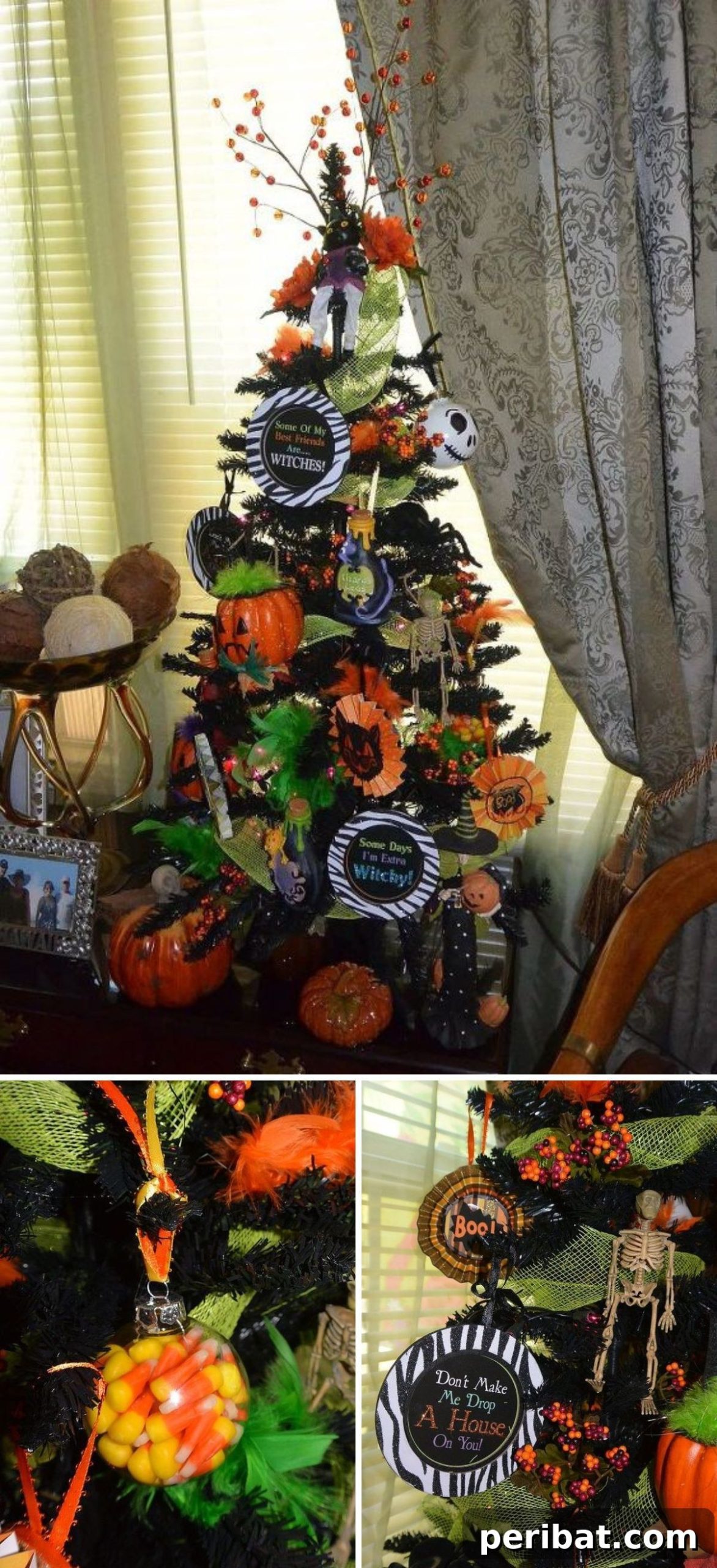 15 Creative Ways to Decorate a Halloween Tree 4 Basic Black And Orange Halloween Tree