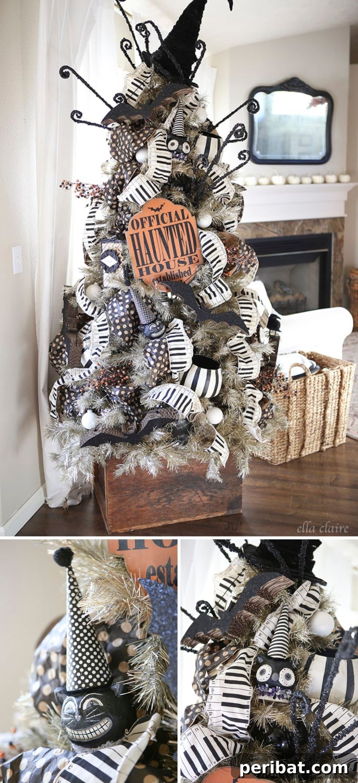 15 Creative Ways to Decorate a Halloween Tree 5 Black And White Halloween Tree