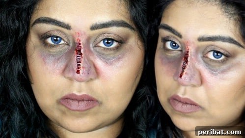 Bruised and Stapled Nose Special Effects Halloween Makeup