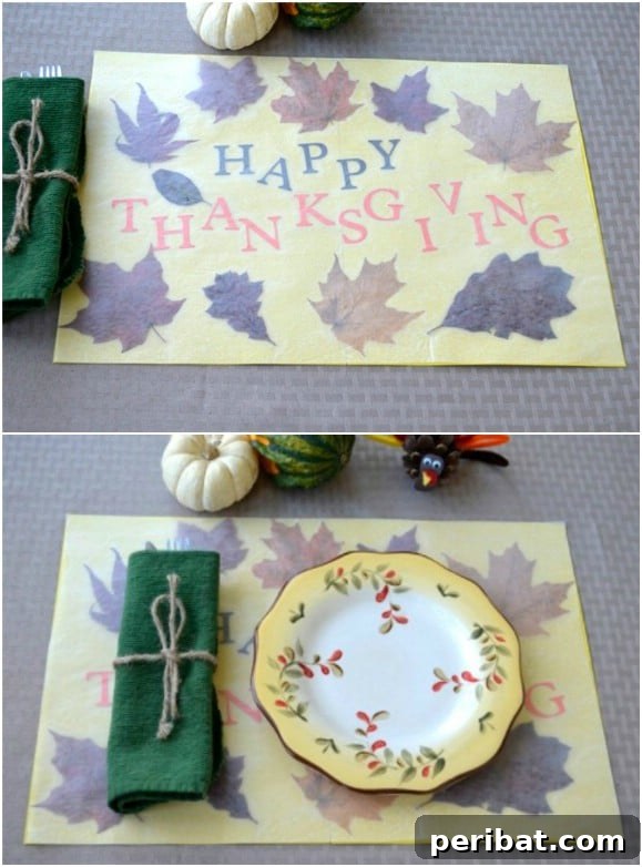 DIY Pressed Leaf Thanksgiving Placemats