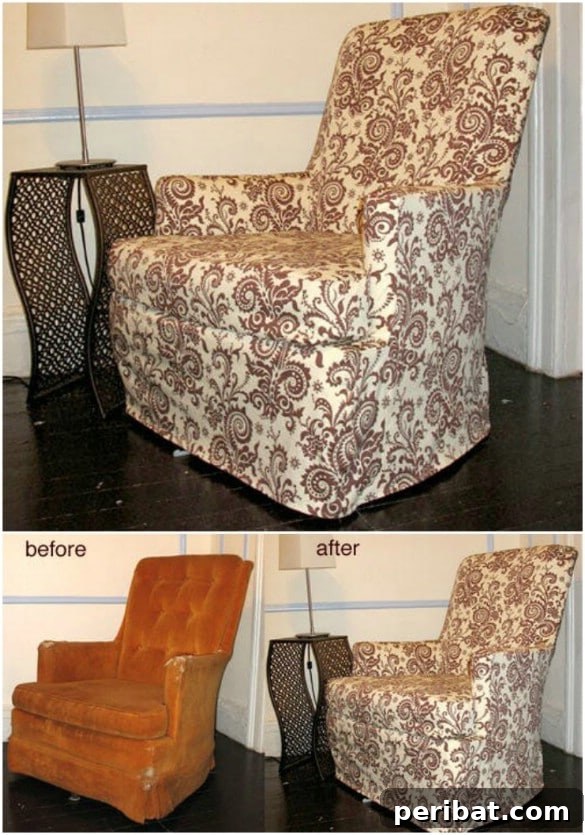Dress Up Your Old Furniture 20 Effortless DIY Slipcover Transformations 12 Budget-Friendly Reading Chair Slipcover