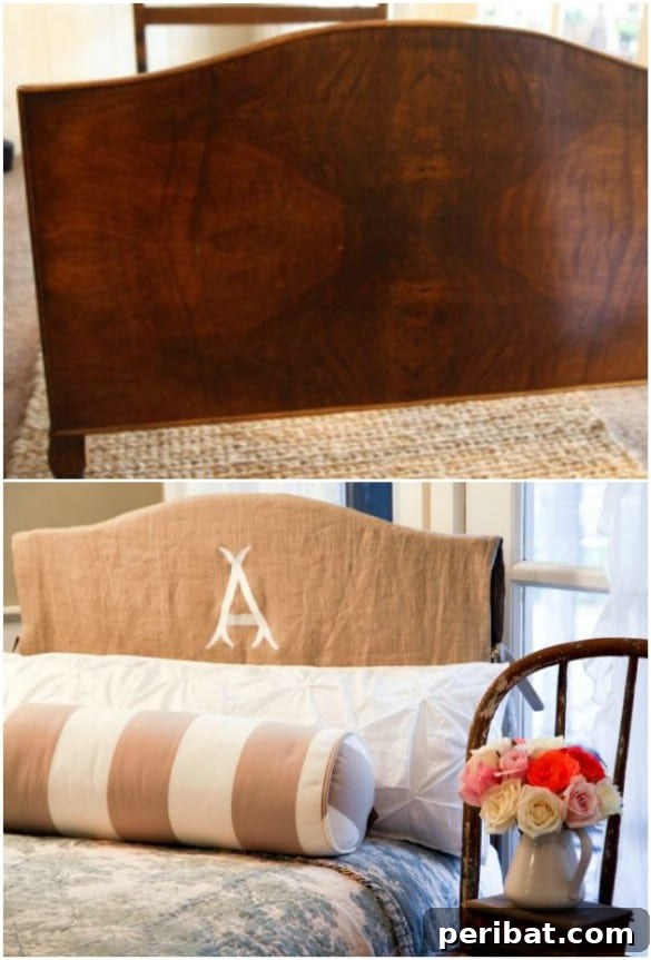Dress Up Your Old Furniture 20 Effortless DIY Slipcover Transformations 14 Bedroom Headboard Slipcover
