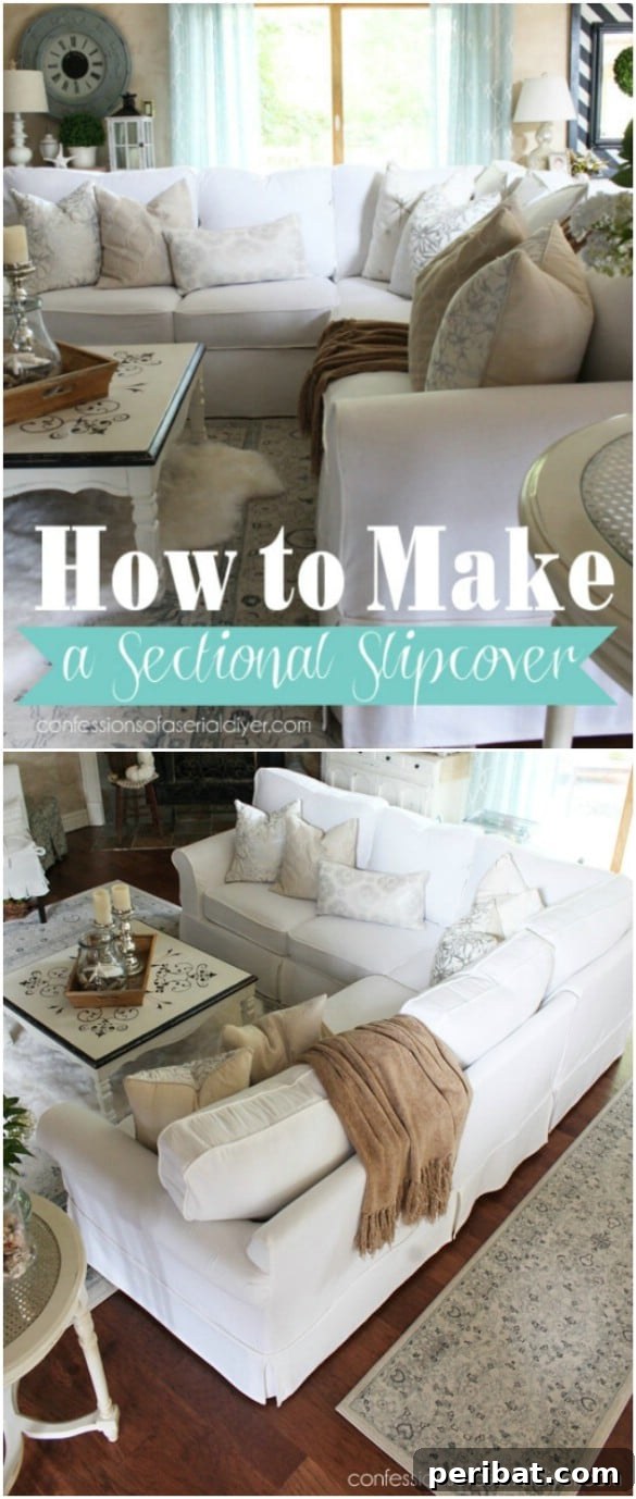 Dress Up Your Old Furniture 20 Effortless DIY Slipcover Transformations 17 Custom Slipcover for Large Sectional Sofa