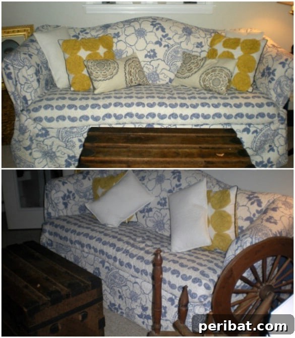 Dress Up Your Old Furniture 20 Effortless DIY Slipcover Transformations 18 Upcycled Bedspread Slipcover for Sofa or Chair