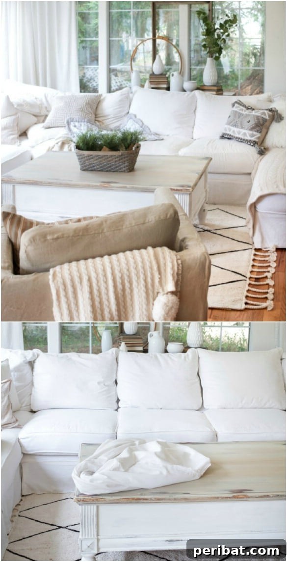 Dress Up Your Old Furniture 20 Effortless DIY Slipcover Transformations 4 Repurposed Sheet Sofa Slipcover