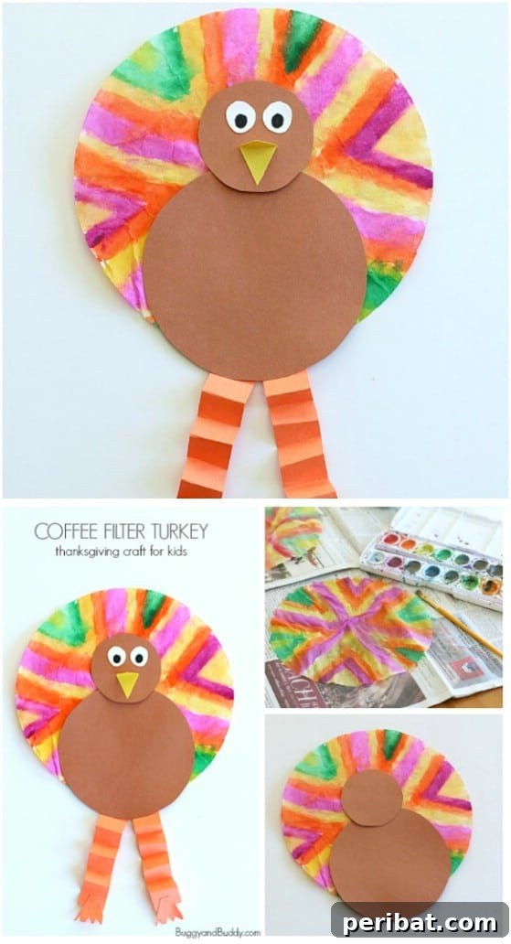 Kids DIY Coffee Filter Turkey Craft