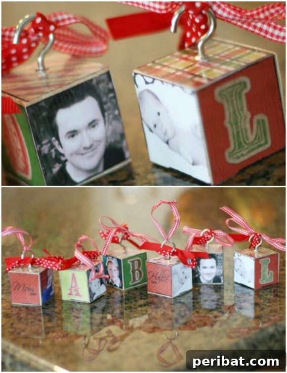 10 Adorable DIY Ornaments to Celebrate Baby's First Christmas 11 Baby’s First Block Ornament