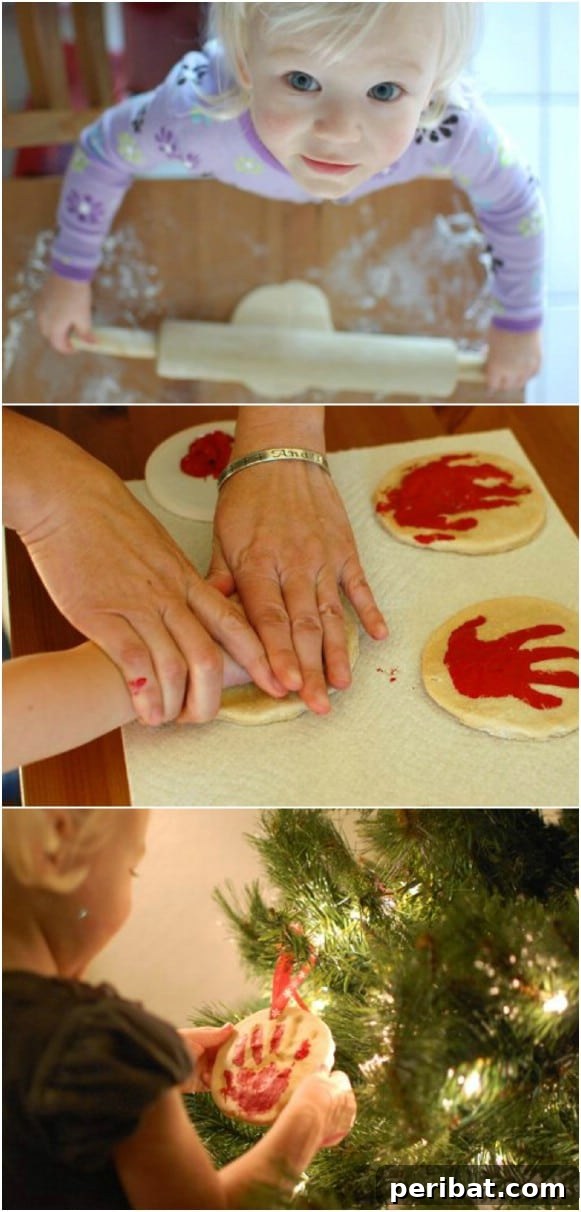 10 Adorable DIY Ornaments to Celebrate Baby's First Christmas 6 DIY Dough Handprint Ornament