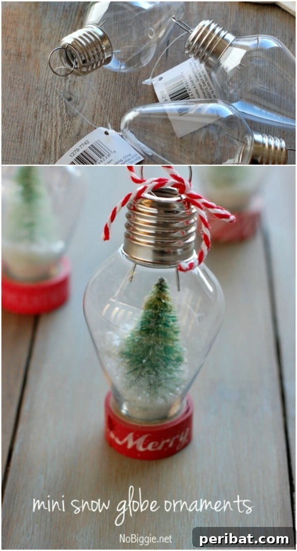 10 Adorable DIY Ornaments to Celebrate Baby's First Christmas 10 DIY Mini Snow Globe Ornament